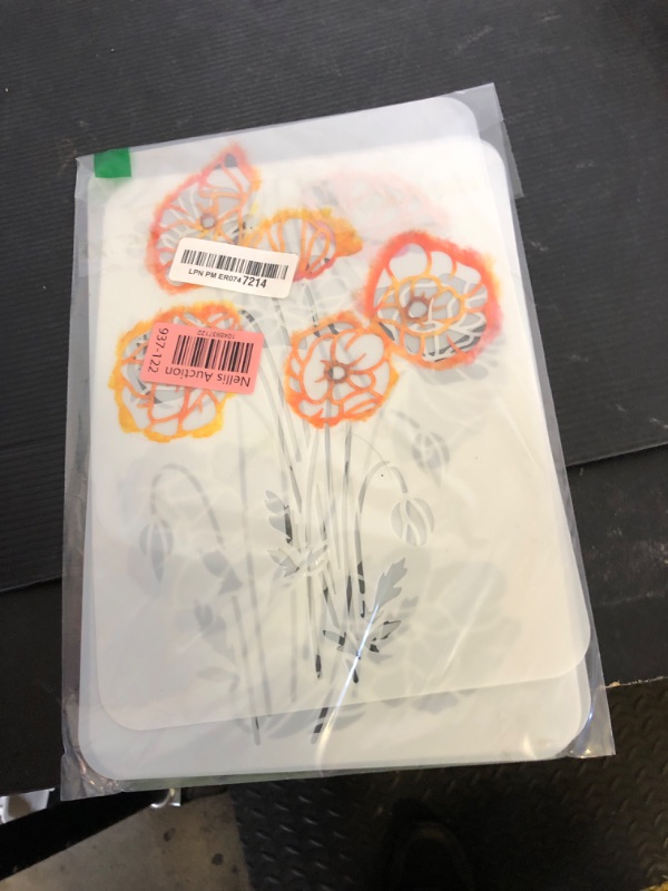 Photo 1 of FINGERINSPIRE 4PCS Flower Bouquet Stencil 11.7x8.3 inch Large Wall Stencil Wildflower Stencil Bouquet Painting Stencils, Plastic Field Flower Craft Stencil Spray Paint Stencils for Home Decoration