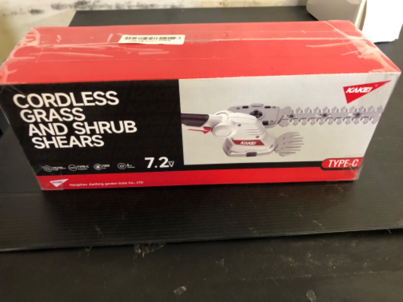 Photo 1 of KAKEI 7.2V Cordless 2-in-1 Grass & Shrub Shear | 2000mAh Battery, 1300 Cuts/Min, Quick-Change Blades, Type-C Charging & Sealed Gearbox for Safe Gardening