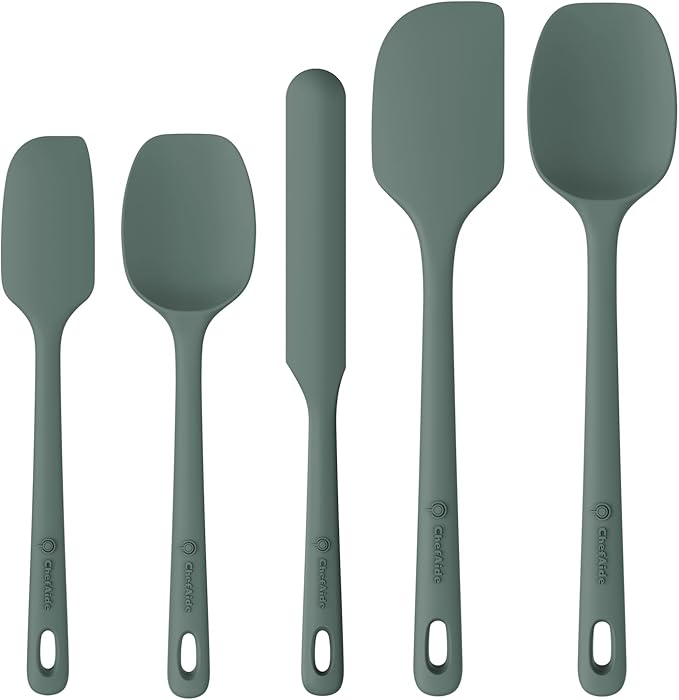 Photo 1 of ChefAide 5 Pieces Silicone Spatula Set, Food Grade Rubber Spatula, Upgrade Strong Handle with Ergonomic Grip, Heat Resistant Up to 600°F for Nonstick Cookware, Cooking Colorful Series