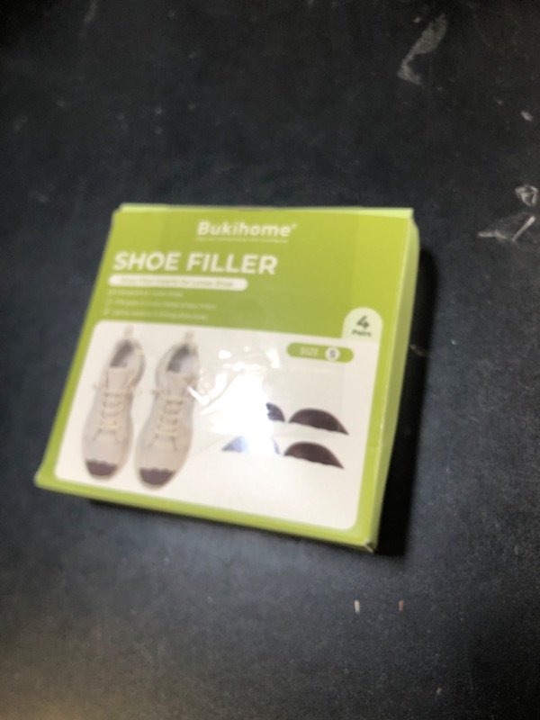 Photo 1 of Bukihome Shoe Filler Insert - 4 Pairs Shoe Filler for Too Big Shoes, Heel Cushions for Women, Toe Inserts, Size Reducer Make Shoes Fit, Cushions for Women, Black, S
