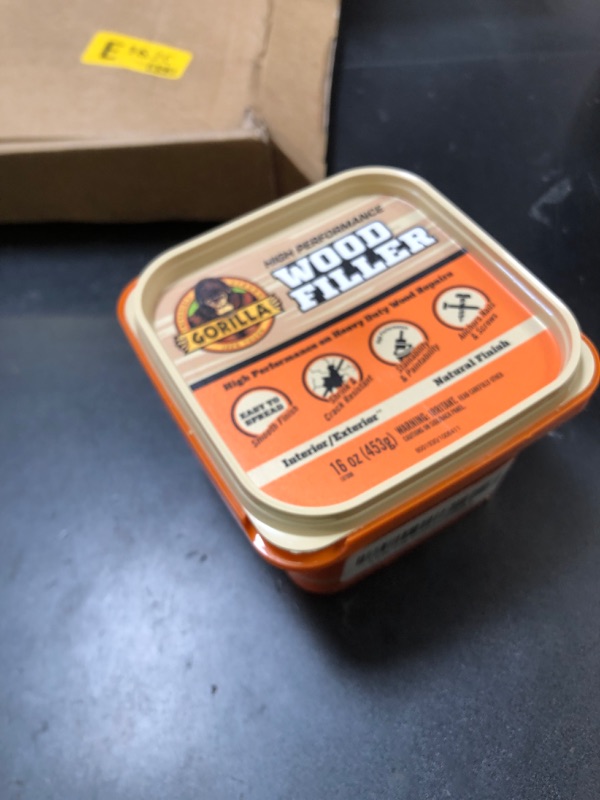 Photo 1 of Gorilla All Purpose Wood Filler, Natural Finish, 16 Ounce Tub (Pack of 1) - Water Resistant for Indoor or Outdoor Projects and Repairs