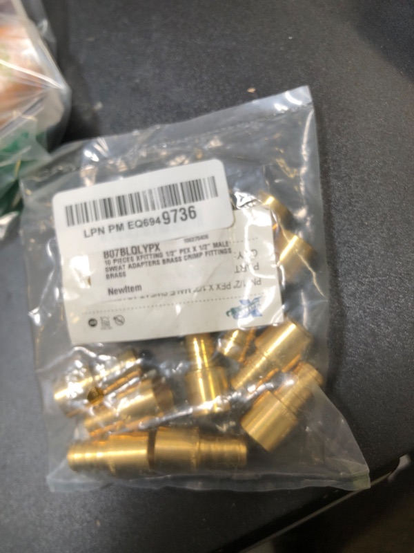 Photo 1 of 10 PIECES XFITTING 1/2" PEX X 1/2" MALE SWEAT ADAPTERS BRASS CRIMP FITTINGS - BRASS
