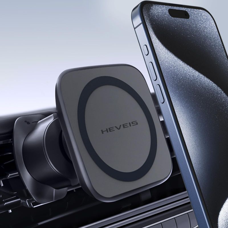Photo 1 of HEVEIS for MagSafe Car Mount, [Strongest Magnet Power] Magnetic Phone Holder for Car, Hands Free Magnetic Phone Holder, Fit for iPhone 15 Pro Plus Max 14 13 12 Mini Case Black