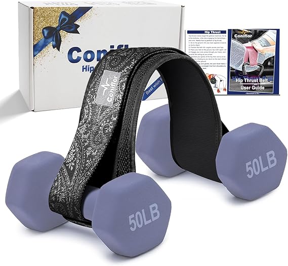 Photo 1 of Coniflor Hip Thrust Belt - Adjustable Fitness Belt for Dumbbells, Kettlebells, Weight Plates - Support Up to 100 lbs - Upgrade Slip-Resistant Pad for Safe and Comfortable Glute Workouts at Home or Gym