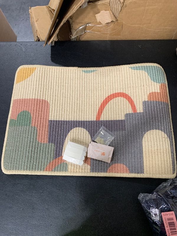 Photo 1 of 3-in-1 Sisal Cat Scratcher Mat 23.6x15.7 – Durable Scratch Rug for Floor & Wall with Sticker Tape, Protects Couch, Carpet & Furniture, Anti-Slip, Pet-Safe for Indoor/Outdoor Cats, Golden Afterglow