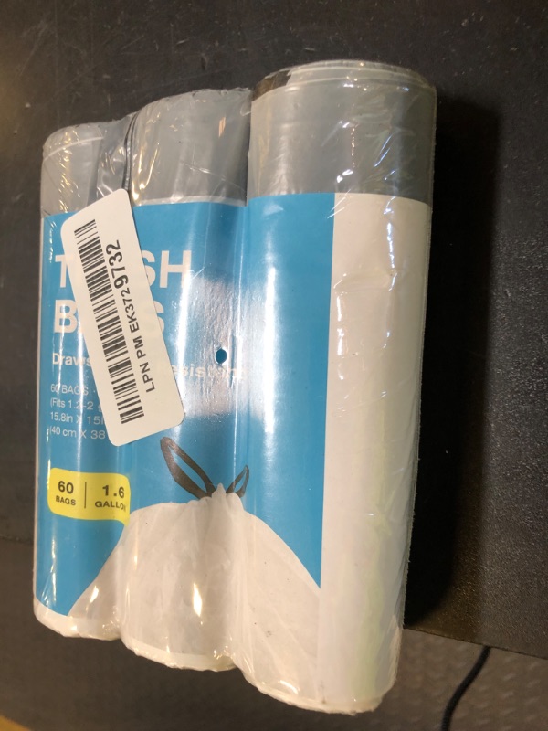 Photo 1 of 120 Counts 1.6 Gallon Mini Drawstring Trash Bags, Small Garbage Bags by KSSKSS, Code a fit 4.5-8 Liter, 1.2-2 Gal, White Trash Bin Liners for Home Office Kitchen Bathroom Bedroom