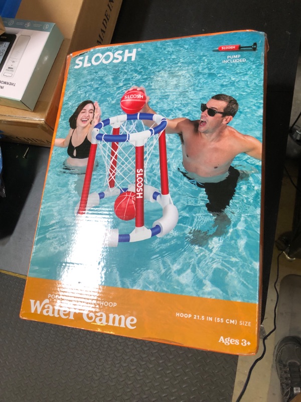 Photo 1 of Sloosh Pool Basketball Hoop Toys, Floating Basketball Pool Game, Swimming Floats Toys with Balls Pump, Summer Outdoor Water Play Toy for Kids and Adults (Red Blue)