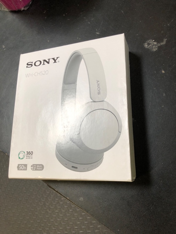 Photo 1 of Sony WH-CH520 Wireless Headphones Bluetooth On-Ear Headset with Microphone and up to 50 Hours Battery Life with Quick Charging, White