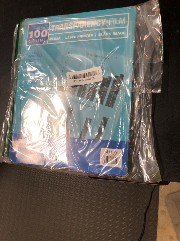 Photo 1 of Samsill 100 Pack Transparent Printer Sheets, Projector Film, Clear Transparency Film for Laser Jet Printers, 8.5 x 11 Inch Sheets - Black Image Only,