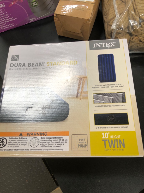 Photo 1 of Intex 64757E Dura-Beam Standard Downy Air Mattress: Fiber-Tech - Twin Size - 10in Bed Height - 300lb Weight Capacity - Pump Sold Separately