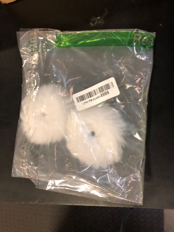 Photo 1 of Lusofie 2Pcs White Pompom Hair Tie Furry Faux Rabbit Fur Fuzzy Scrunchies White Fuzzy Hair Ties Baby Hair Ties Ponytail Holders Pom Hair Accessories for Girl Women