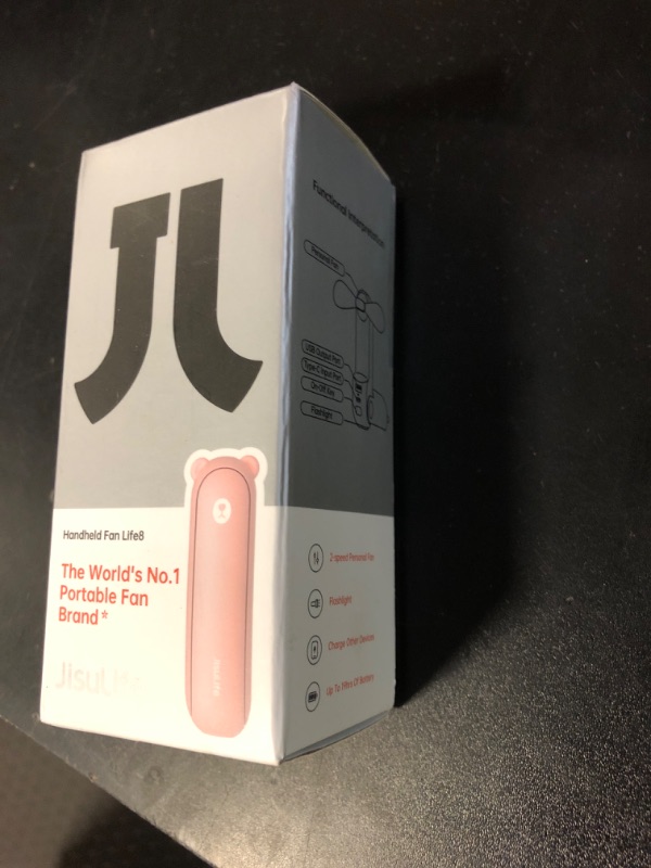 Photo 1 of JISULIFE Handheld Mini Fan, 3 IN 1 USB Rechargeable Portable Fan [12-19 Working Hours] with Power Bank, Flashlight, Pocket Design for Travel/Summer/Concerts/Lash, Gifts for Women (Pink)