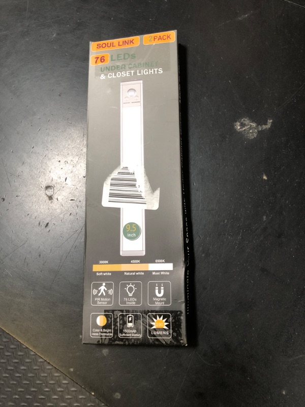 Photo 1 of Under Cabinet Lights,76 LED Operated Motion Sensor Light Indoor,1500mAh USB Rechargeable Closet Lights, 2 Pack Magnetic Dimmable Closet Lights?Wireless Under Counter Lights for Kitchen, Stairs