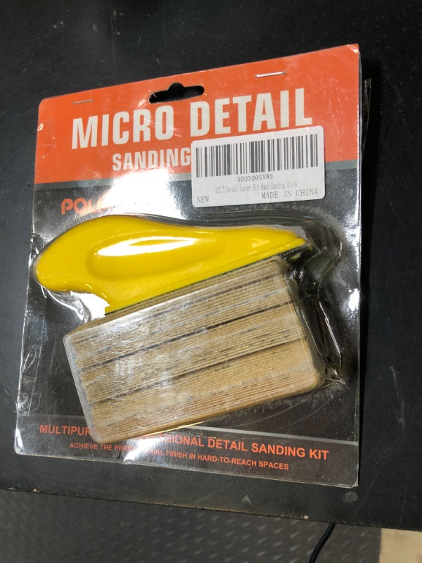 Photo 1 of POLIWELL Micro Sander Kit 3.5” x 1” Mini Sander for Small Projects, Detail Handle Sanding Tools + Sandpaper 80 120 180 240 400 Grit for DIY Crafts Wood Finishing Tight Narrow Spaces Polishing, 50 PCS