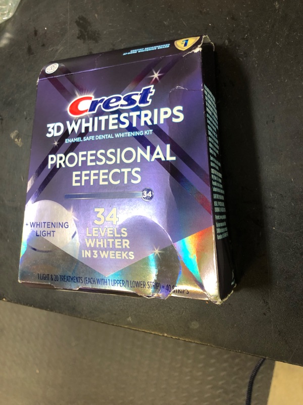 Photo 1 of Crest 3D Whitestrips Professional Effects + LED Light – Teeth Whitening Kit, 1 Light + 20 Treatments, Each with 1 Upper/1Lower, 40 Strips – Crest 3DWhite Teeth Whitening Strips