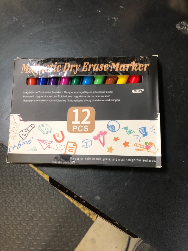 Photo 1 of Magnetic Dry Erase Markers Fine: 12 Colors Erasable Whiteboard Markers Fine Point with Eraser Cap, Low Odor White Board Dry Erase Pens Fine Tip for Kids & Teachers, Home, Office and School Supplies