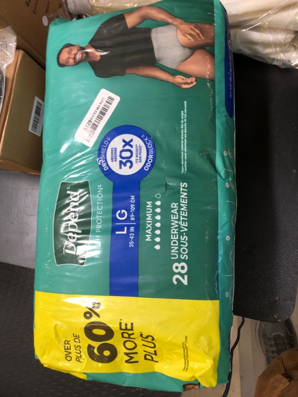 Photo 1 of Depend Fresh Protection Adult Incontinence Underwear for Men, Disposable, Maximum, Large, Grey, 28 Count, Packaging May Vary