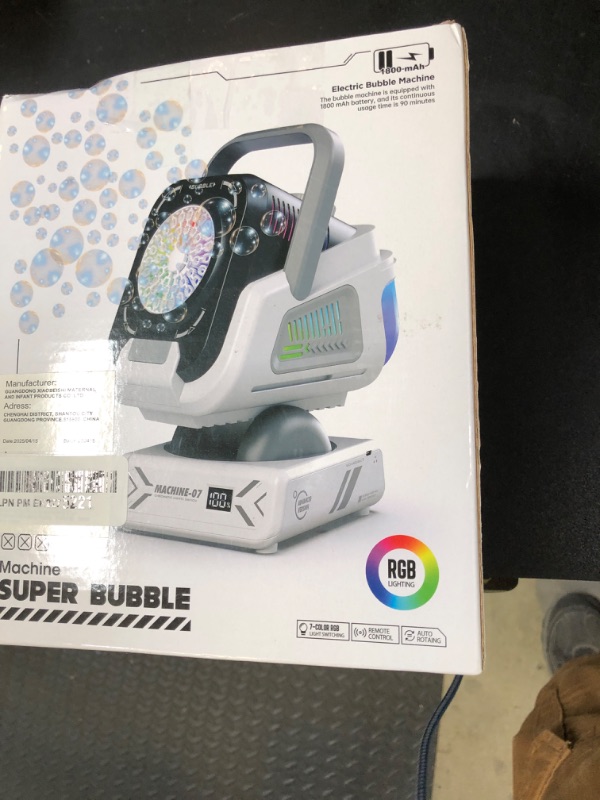Photo 1 of 2025 Upgraded Bubble Machine with Remote Control, Automatic Rotation & RGB Lights, 1800mAh Rechargeable Battery, Type-C Charge, Bubble Maker for Kids, Weddings, Birthday Parties, Outdoor Activities
