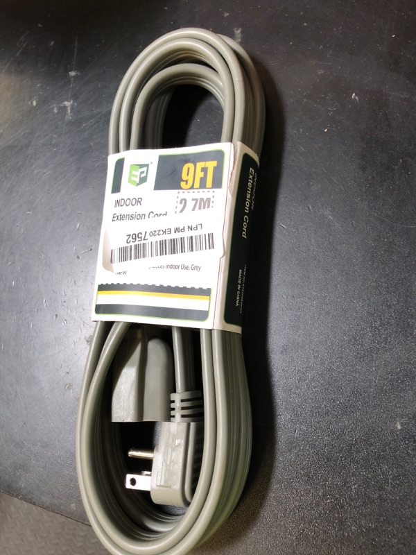Photo 1 of EP 9 Ft Heavy Duty Appliance Extension Cord - 14 Gauge 3 Prong Grounded Cable Wire, Ideal for Air Conditioners, Refrigerators, Microwaves, Washing Machines & More - Indoor Use, Gray