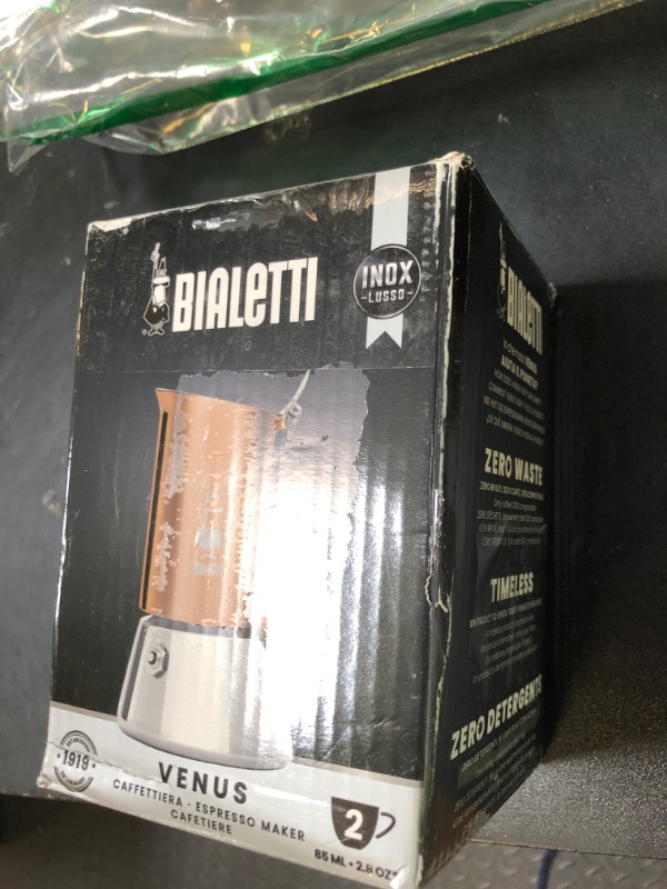 Photo 1 of Bialetti New Venus coffee maker 2 cups, anti-burn handle, not suitable for induction, 2 cups (85 ml), stainless steel, color - copper, wattage - 3600