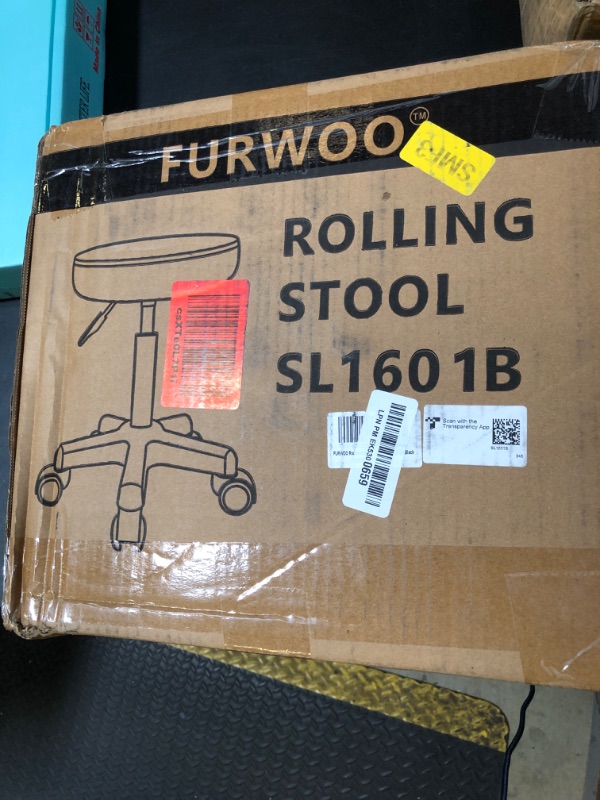 Photo 1 of FURWOO Round Rolling Stool Height Adjustable Stool with Wheels for Spa Salon Massage Black