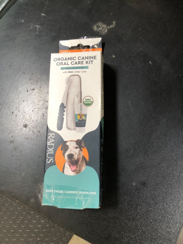 Photo 1 of RADIUS Canine Oral Care Kit, Includes 1 Pet Toothbrush, 1 Critter Case, and 0.8 oz Canine Pet Toothpaste, Firm Bristle & Non Toxic Toothpaste for Dogs