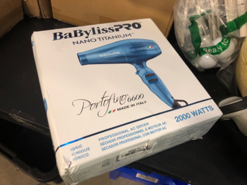 Photo 1 of BaBylissPRO Hair Dryer, Nano Titanium Portofino 2000-Watt Blow Dryer, Hair Styling & Appliances, Blue, BNTB6610N