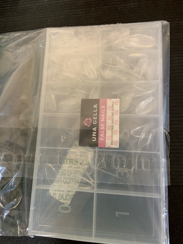 Photo 1 of UNA GELLA Medium Almond Gel Nail Tips, 504PCS Clear Fake Nails Tips Shape Full Cover Acrylic Gel Nail Extension For Diy Home Salon 12 Sizes