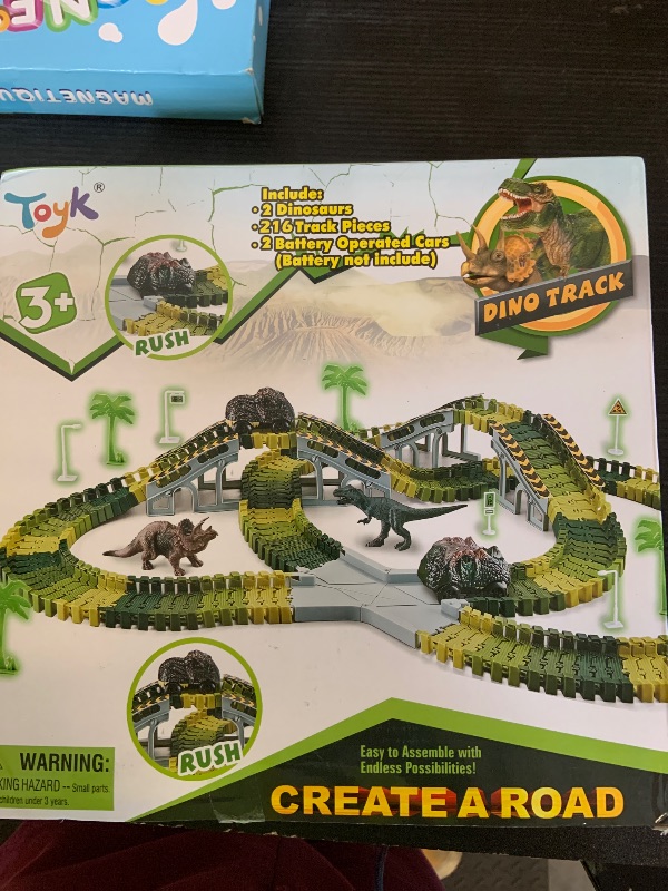 Photo 1 of Dinosaur Toys, 252 PCS Create A Dinosaur World Road Race Tracks, Flexible Track Playset, 2pcs Dinosaur Car for 3 4 5 6 Year Old Boys Girls Birthday Party Favor Gift