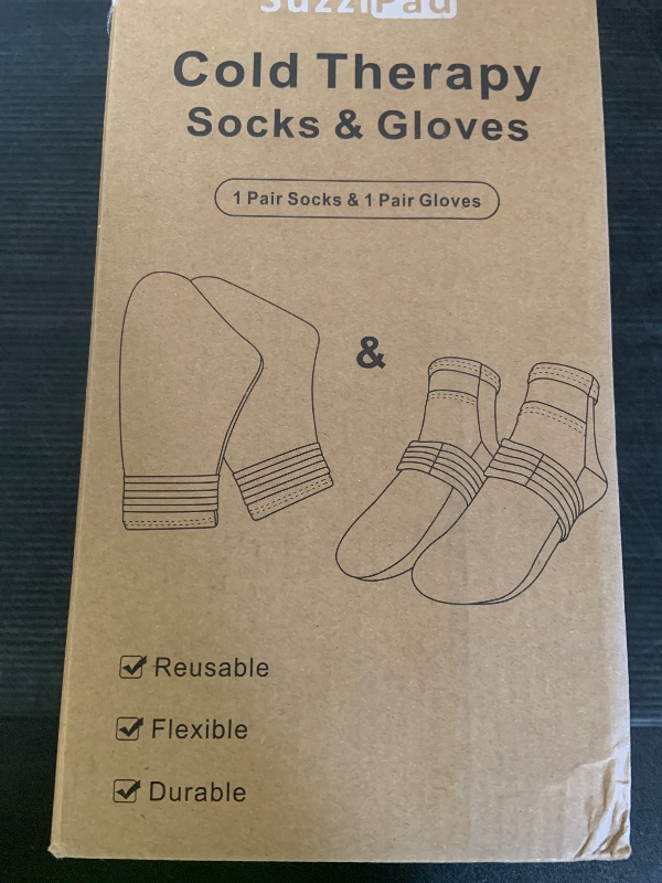 Photo 1 of SuzziPad Cold Therapy Socks & Hand Ice Pack, Cooling Gloves for Chemotherapy, Chemo Care Package for Women and Men, S/M