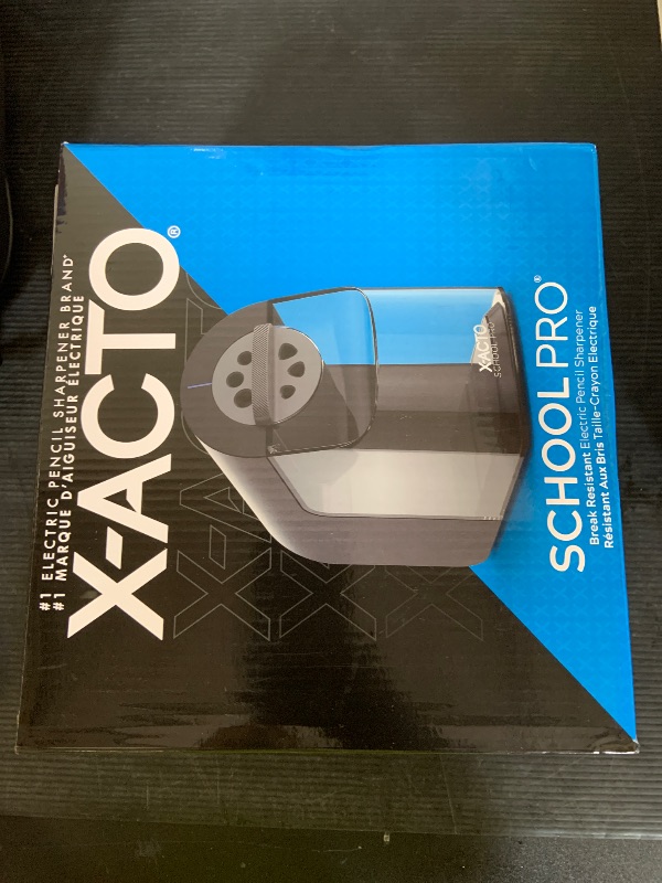 Photo 1 of X-ACTO Pencil Sharpener, SchoolPro Electric Pencil Sharpener, Heavy Duty Sharpener for School, Classroom and Teacher Supplies, Perfect for Addition to Homeschooling Supplies, Black, 1 Count