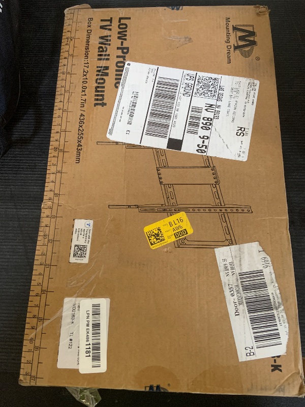Photo 1 of Mounting Dream TV Mount Fixed for Most 42-84 Inch Flat Screen TVs, TV Wall Mount Bracket up to VESA 600 x 400mm and 132 lbs - Fits 16"/18"/24" Studs - Low Profile and Space Saving MD2163-K