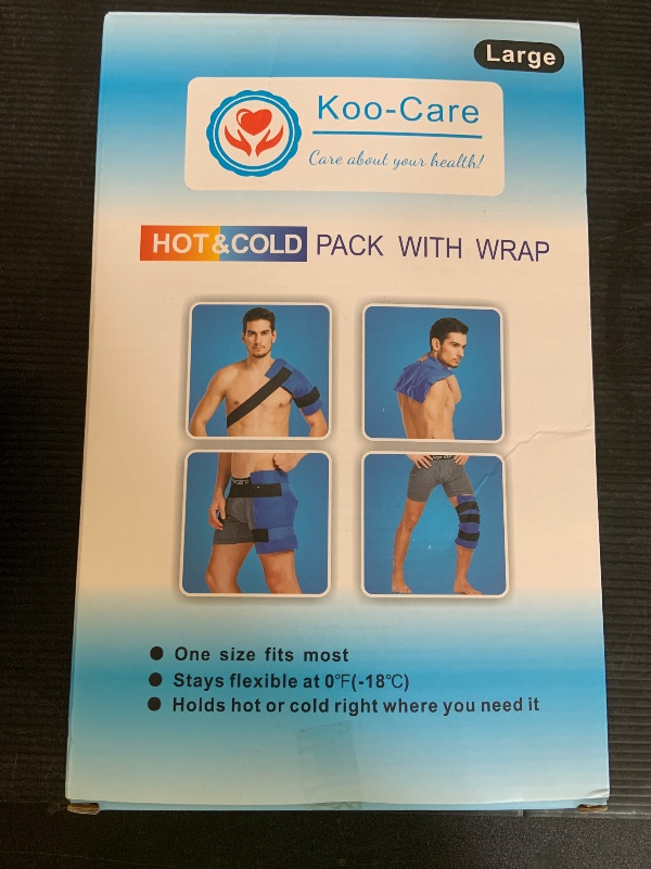 Photo 1 of Koo-Care Large Flexible Gel Ice Pack & Wrap with Straps for Hot Cold Therapy - Pain Relief for Shoulder Rotator Cuff, Back, Hip, Knee Replacement Surgery, Shin Splint Injuries Reusable - 11" x 14"