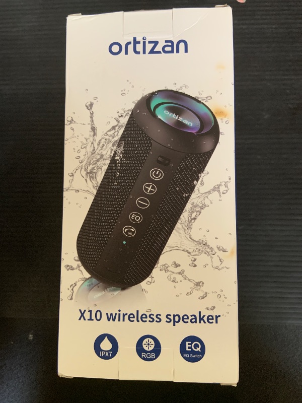 Photo 1 of Ortizan Portable Bluetooth Speaker: IPX7 Waterproof, 24W Loud Sound, Deep Bass, Bluetooth 5.3, LED Lights, Wireless Stereo Pairing, 30H Playtime, for Home/Outdoor/Party/Beach, Birthday Gift (Black)