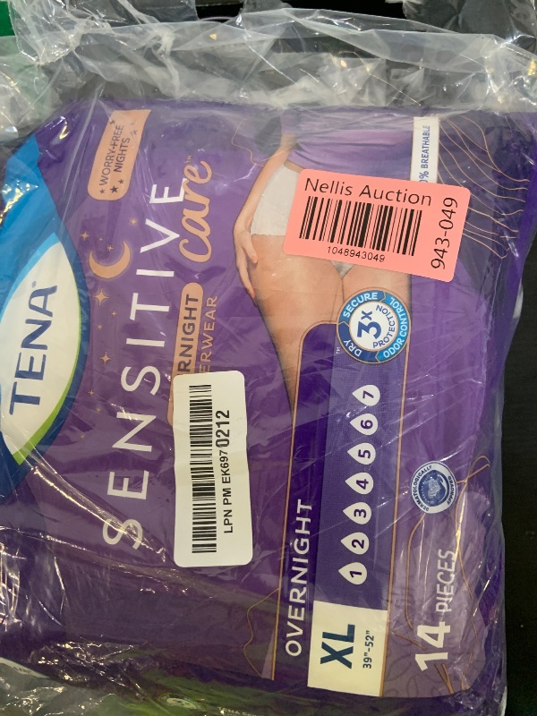 Photo 1 of TENA Sensitive Care Overnight Incontinence Underwear for Women, X-Large, 14 Count (New Sizing)