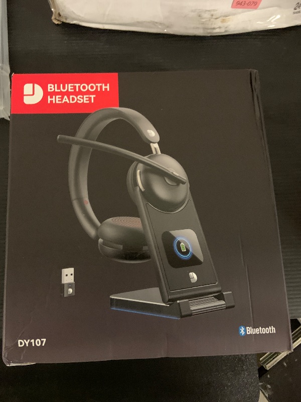 Photo 1 of Dytole Wireless Headset with Mic for Work-Bluetooth 5.3 Headset with Noise Cancelling, Wireless Headsets with 65Hrs Battery & 10Min Fast Charge, Smart Dock with Digital Display for PC/Computer/Teams
