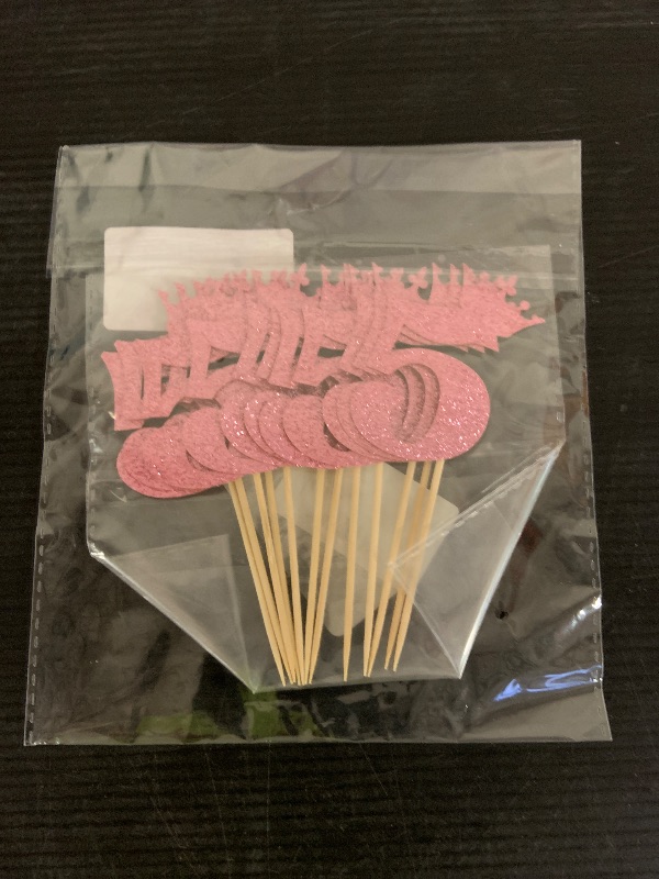 Photo 1 of Ercadio 24 Pack Number 5 Cupcake Toppers 5th Birthday Cupcake Toppers Pink Glitter Number 5 Cupcake Picks Cheers to 5 Years Old Decorations for Baby Shower Anniversary Party Cake Supplies