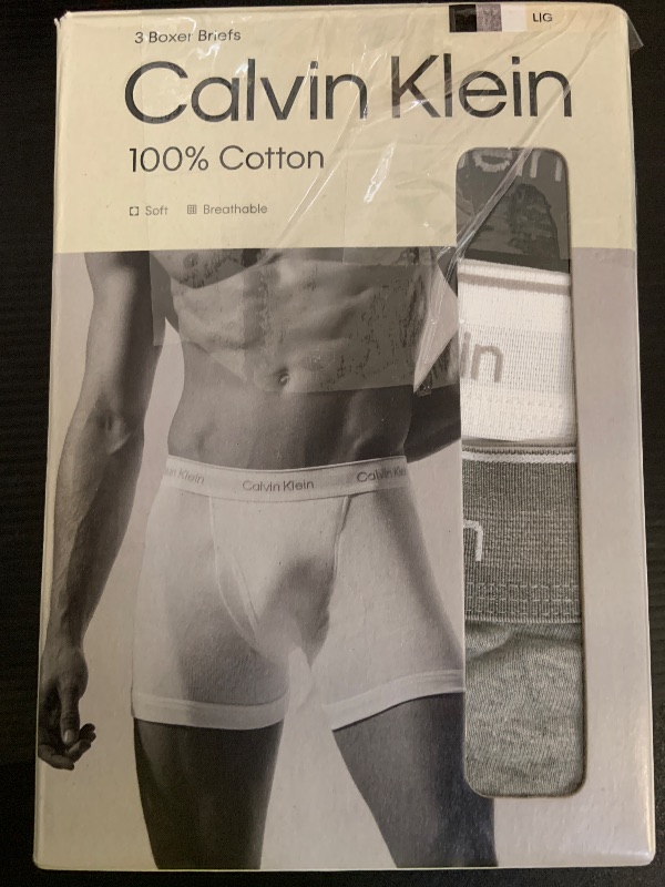 Photo 1 of Calvin Klein Men's Cotton Classics 3-pack Boxer Brief, Black, Grey Heather, White, Large