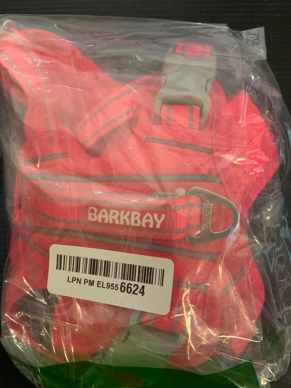 Photo 1 of BARKBAY No Pull Dog Harness Large Reflective Dog Harness with Front Clip and Easy Control Handle for Walking Training Running with ID tag Pocket(Pink,M)
