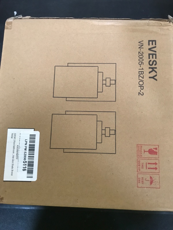 Photo 1 of EVESKY 2-Pack Bathroom Vanity Light Fixture, Farmhouse Single Sconce with Frosted White Glass Shade, Bronze