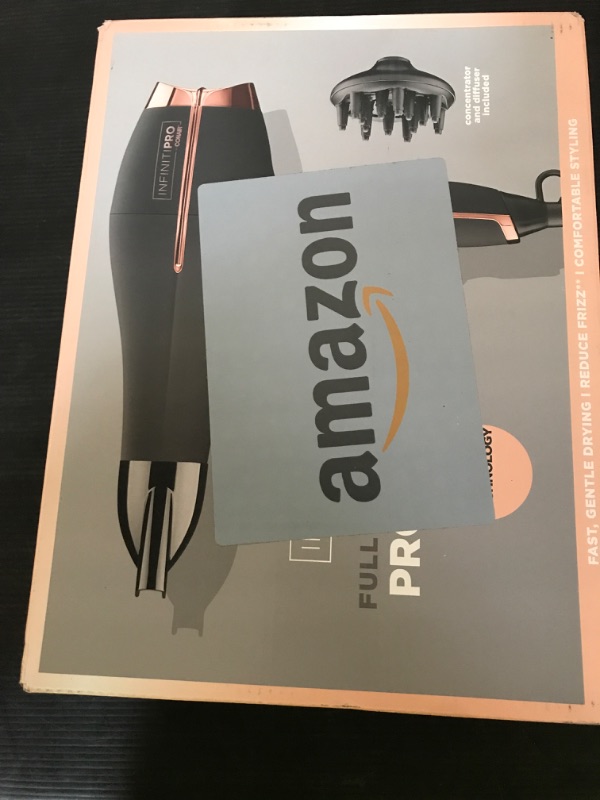 Photo 1 of INFINITI PRO by CONAIR Hair Dryer, 1875W Blow Dryer with Diffuser and Concentrator, Ceramic Technology, 3 Heat & 2 Speed Settings, Cold Shot Button, Black