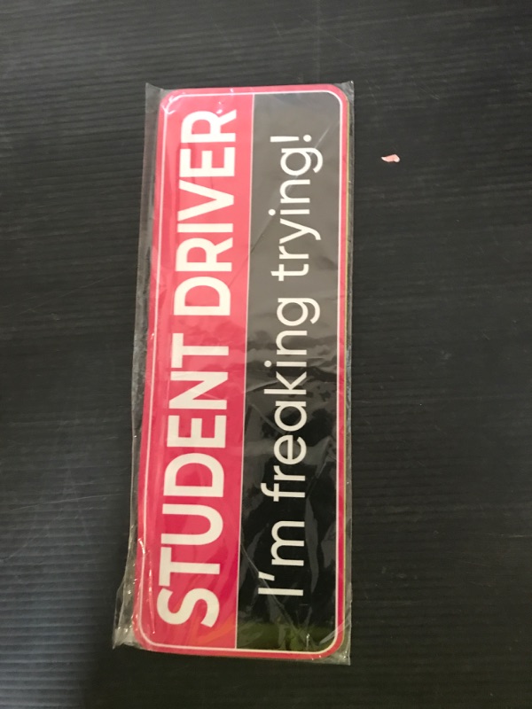 Photo 1 of JIEYAO 2Pcs Student Driver Magnet for Car, Removable Novice Driver Safety Attention Sign, I'm Freaking Trying! Magnetic Car Sticker Reflection Magnetic Bumper Stickers for New Student Learner Driver