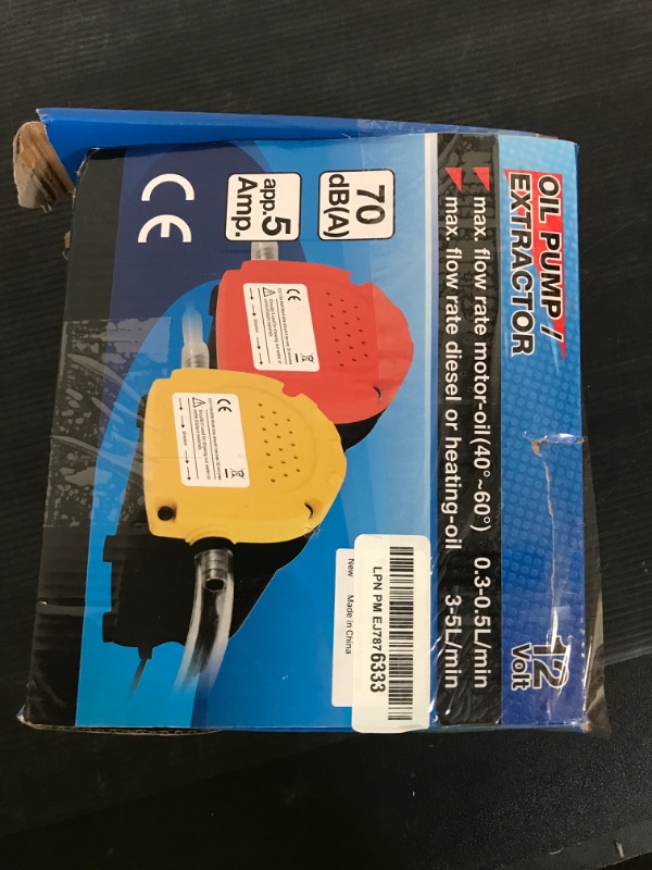 Photo 1 of Amarine Made 12V 60W Oil Change Pump Extractor, Oil/Diesel Fluid Pump Extractor Scavenge Oil Change Pump Transfer Suction Transfer Pump with Tubes Truck Rv Boat ATV (Red)