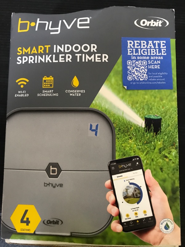 Photo 1 of Orbit 57915 B-hyve 4-Zone Smart Sprinkler Controller, Gray