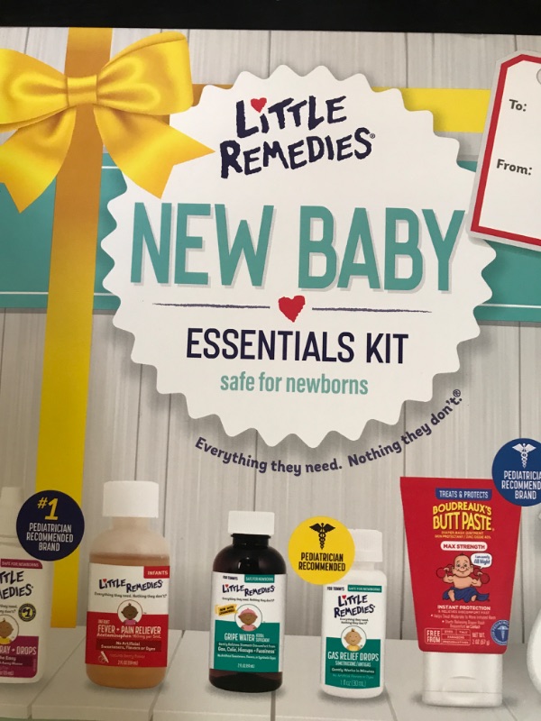 Photo 1 of Little Remedies, New Baby Essentials Kit, 6 Newborn Essentials, Saline Nasal Spray, Gas Relief Drops, Gripe Water, Fever Reliever, & Diaper Ointment