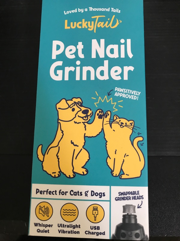 Photo 1 of LuckyTail Pet Nail Grinder for Dogs and Cats - Super Quiet and Low Vibration Electric Dog Nail Grinder with 2 LED Lights - USB Rechargeable and Cordless - 2 Speeds - Small to Large Pets - Teal