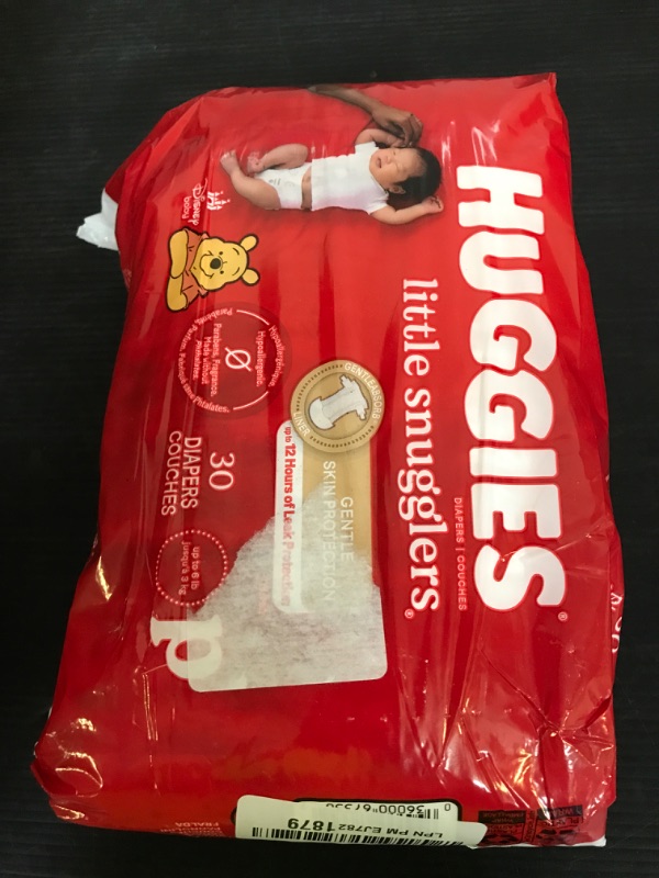 Photo 1 of Huggies Newborn Diapers, Little Snugglers Baby Diapers, Size Preemie (up to 6 lbs), 30 Count