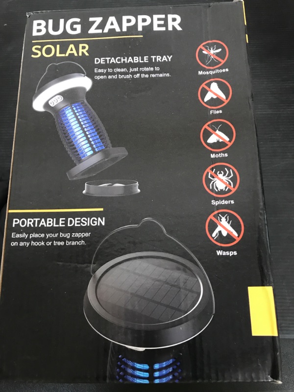 Photo 1 of ZECHUAN Solar Bug Zapper Outdoor Waterproof, Portable Pest Control Electric Mosquito Zapper Killer with Panel Sensor, Rechargeable Insect Trap Fly Zapper for Home, Patio, Backyard, Camping