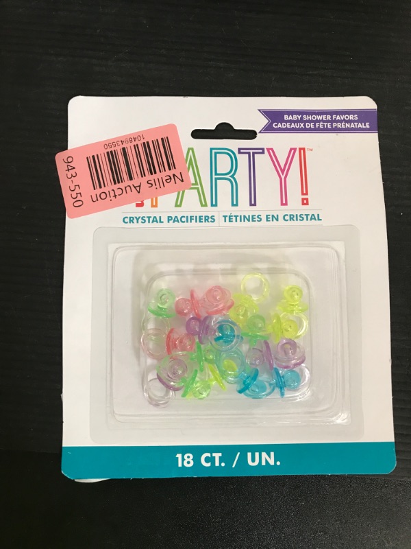 Photo 1 of Assorted Color Mini Plastic Pacifier Favors - 1", 18 Count - Perfect for Baby Showers and Parties