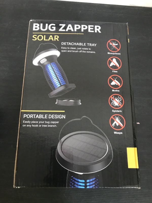 Photo 1 of ZECHUAN Solar Bug Zapper Outdoor Waterproof, Portable Pest Control Electric Mosquito Zapper Killer with Panel Sensor, Rechargeable Insect Trap Fly Zapper for Home, Patio, Backyard, Camping